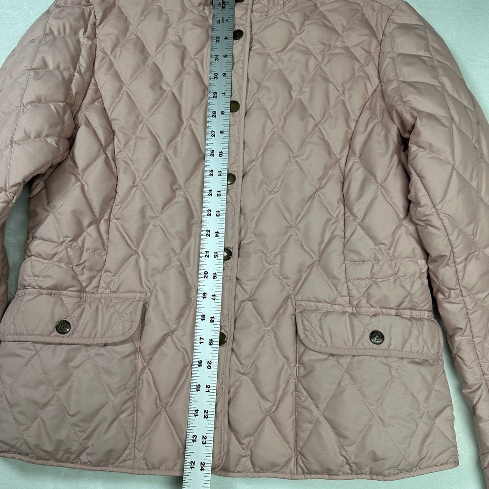 Eddie Bauer Premium Quilted Goose Down Puffer Jacket Pink Snap Flap Pockets Sz L - Picture 9 of 14